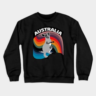 Australian Kangaroo on a Rainbow Crewneck Sweatshirt